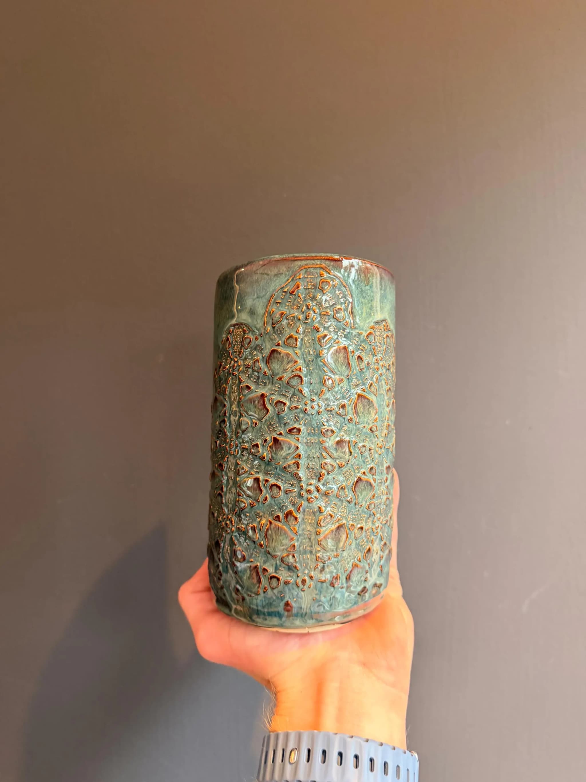 Wijnfleshouder — Teal Lace, foto 2