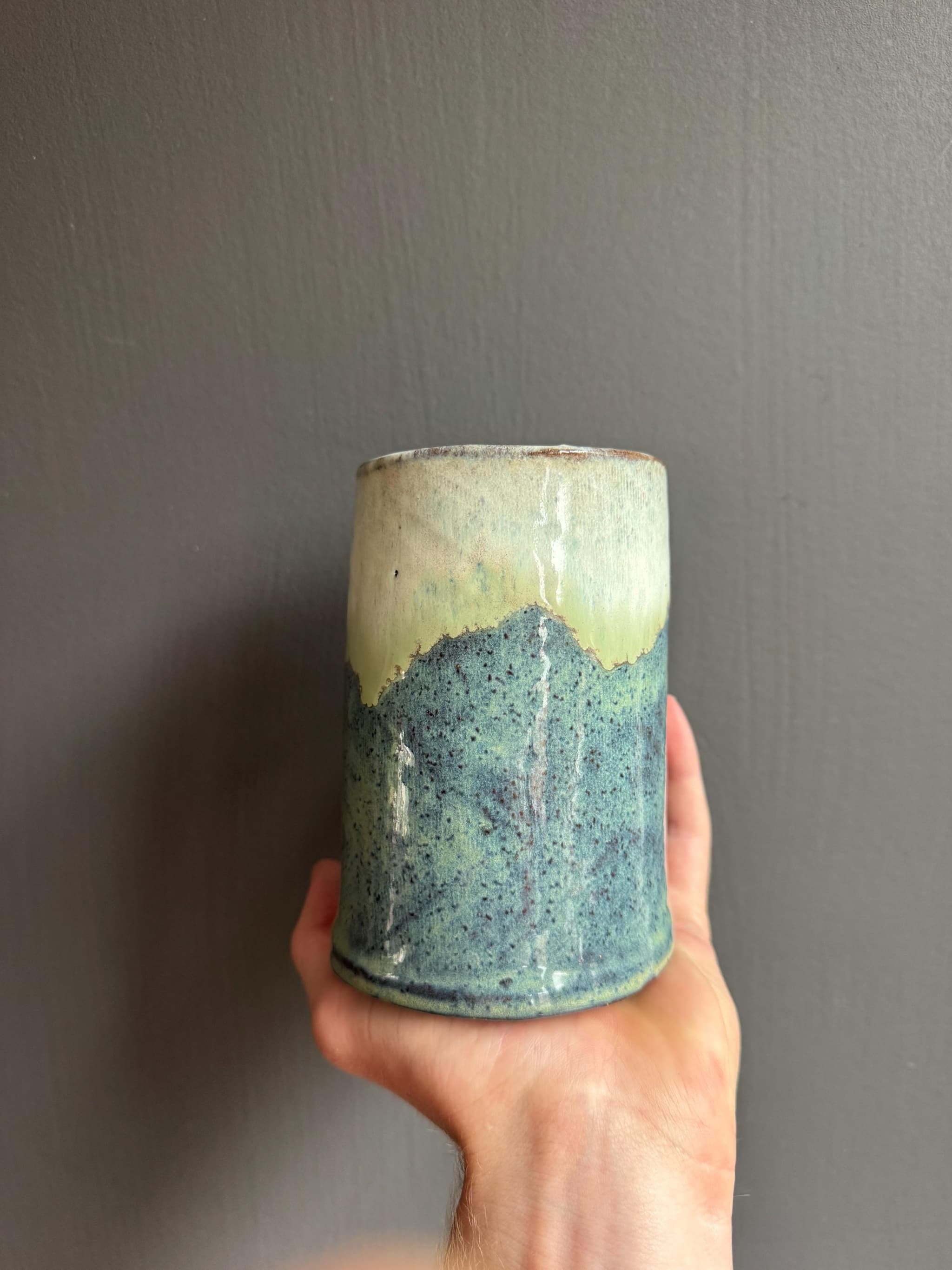 Starry Night Tall Coffee Mug, Blue Ceramic Cup, Handmade Dutch Pottery — foto 4
