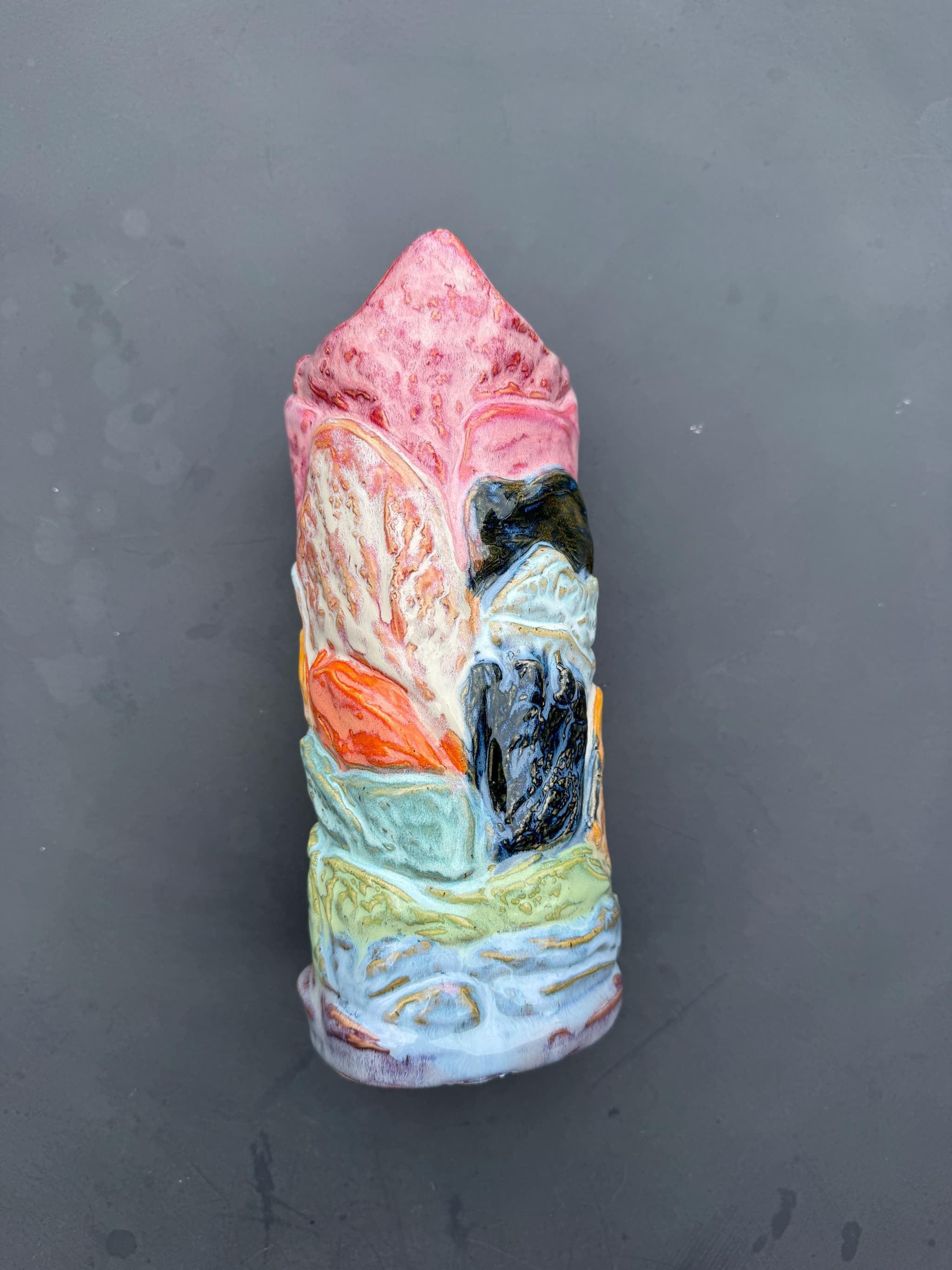 Large Sculpted Mountain Vase, Handmade Sunset Landscape Ceramic, 24cm Statement Flower Vase, Housewarming Gift — foto 11