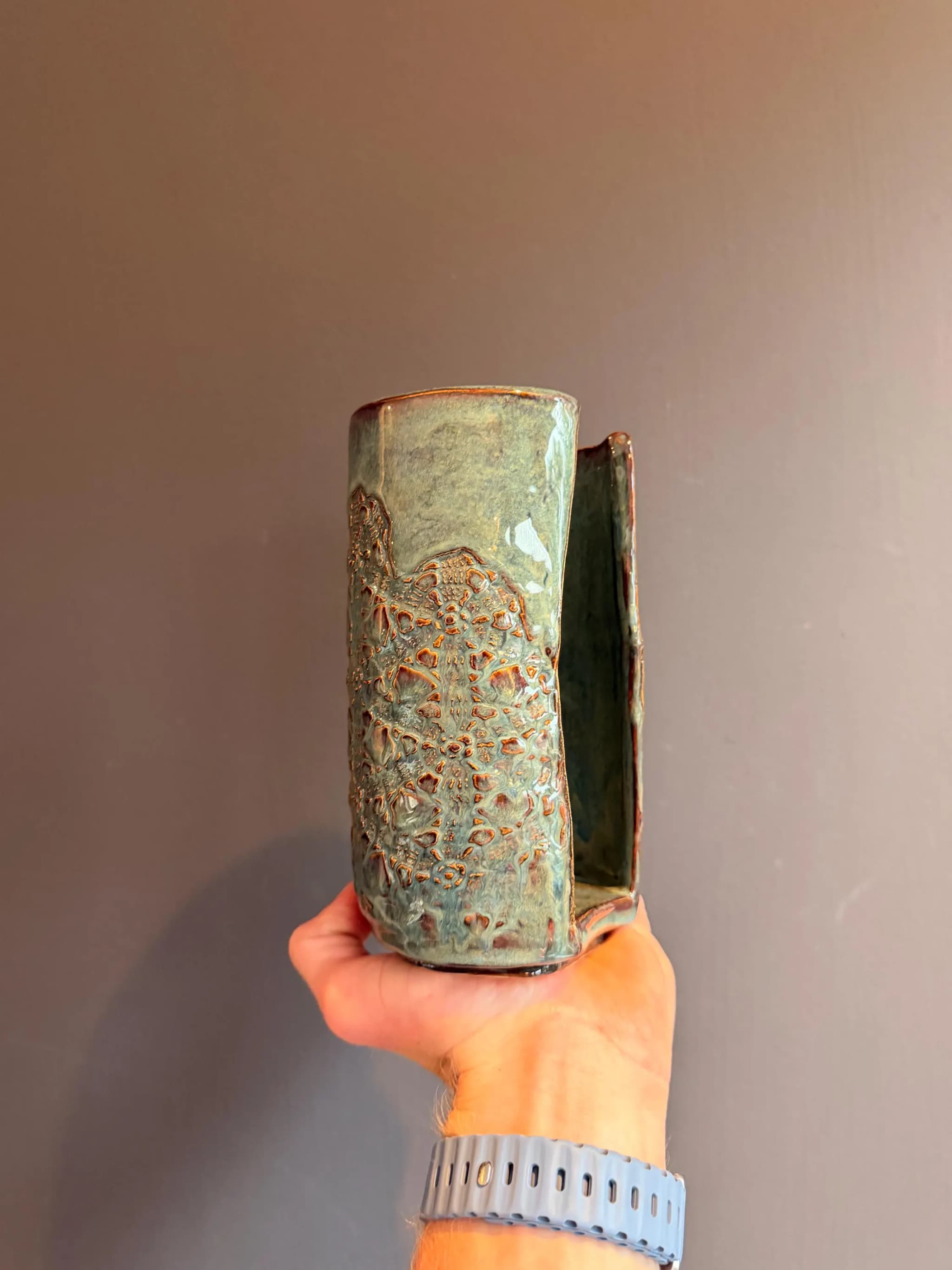 Wijnfleshouder — Teal Lace, foto 3