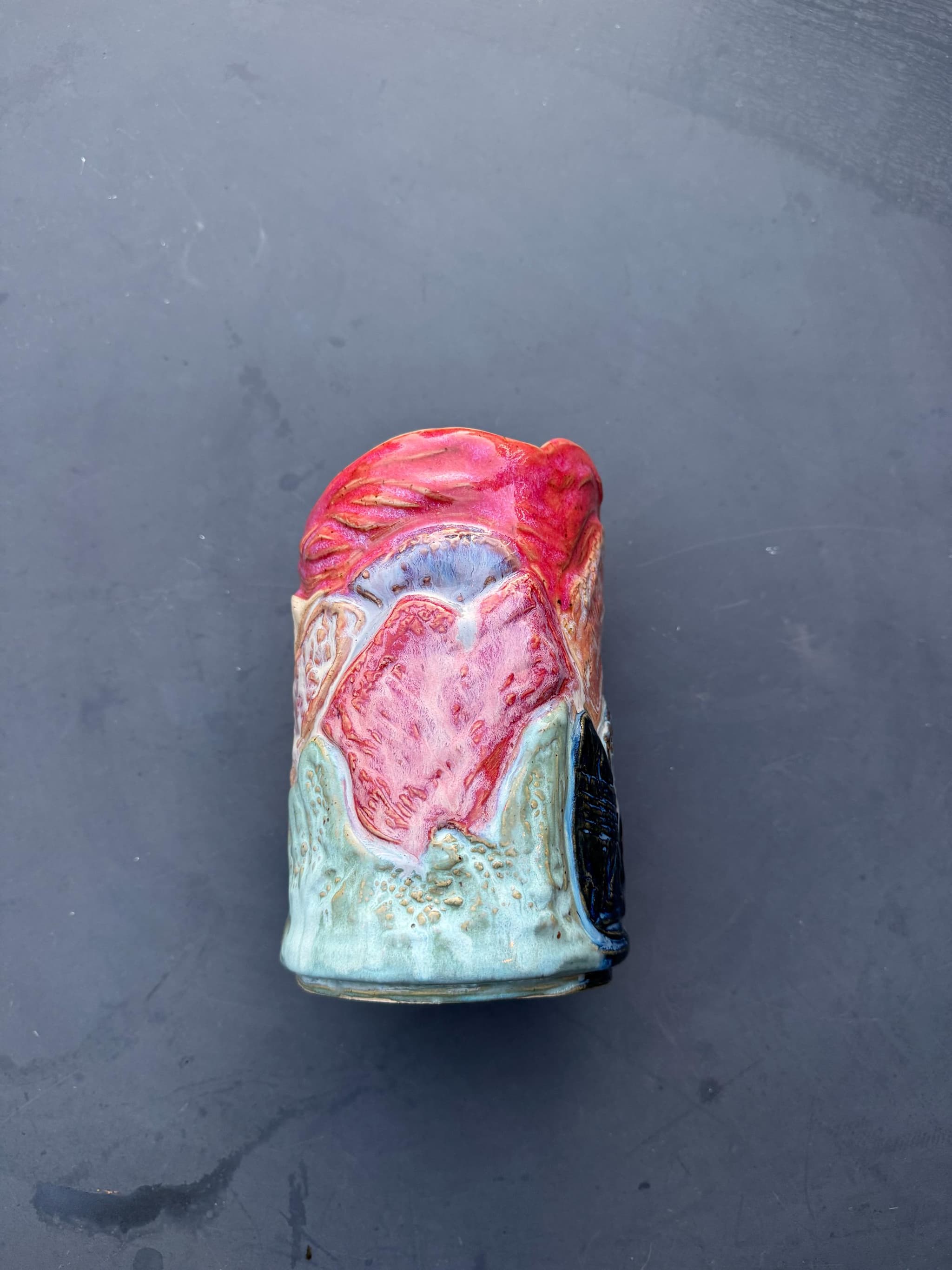 Sunset Mountain Sculpted Vase, Cave Archway Landscape, Handmade Pottery — foto 10