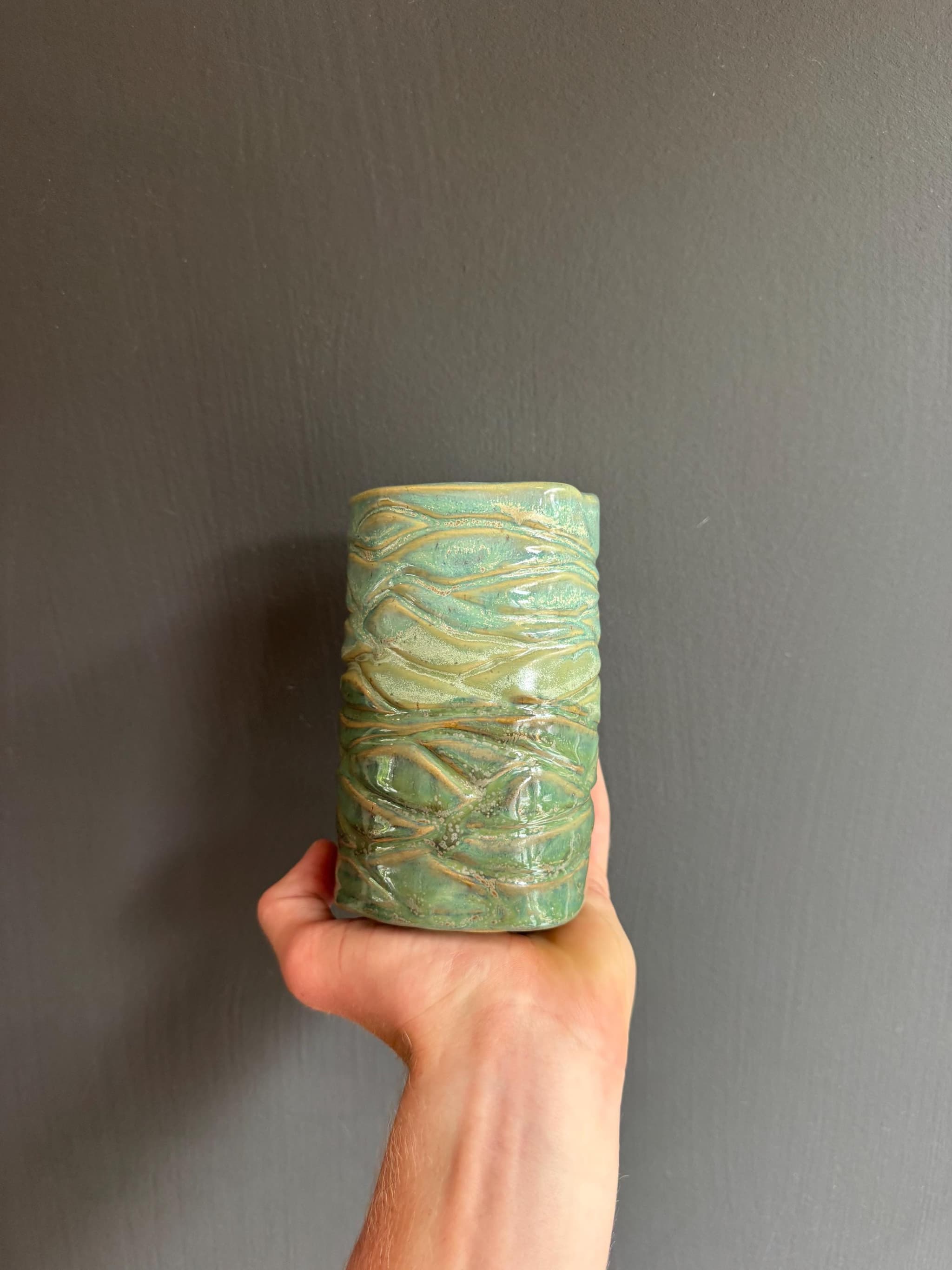 Sea Grass Matcha Cup, Coastal Ceramic Tumbler, Handmade Coffee Mug — foto 4