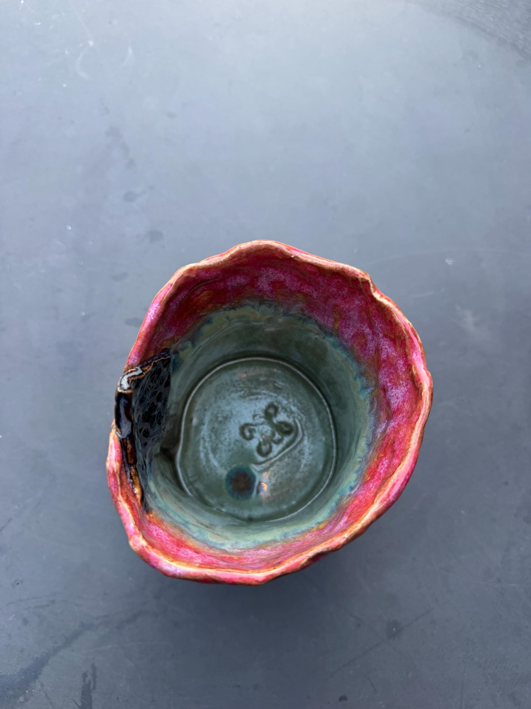 Sunset Mountain Sculpted Vase, Cave Archway Landscape, Handmade Pottery — foto 7