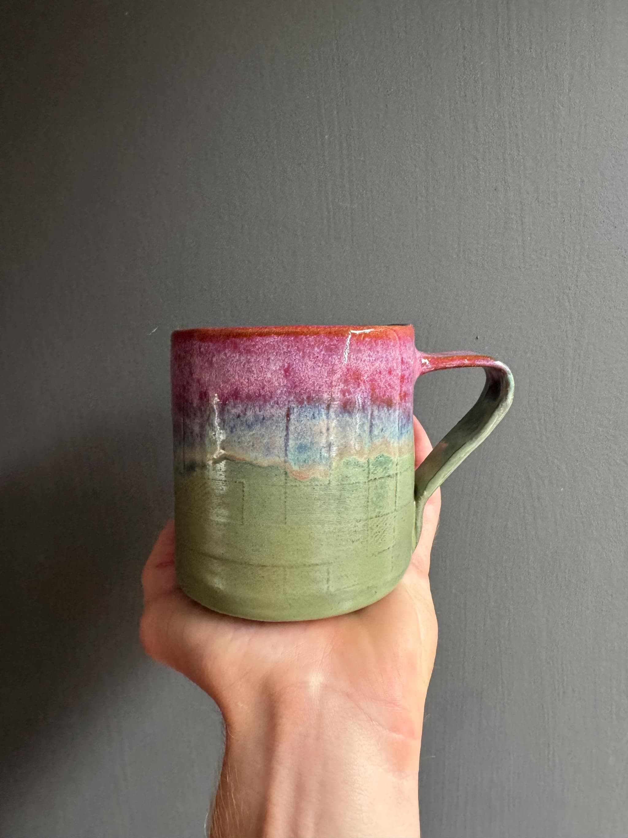 Rose Meadow Coffee Mug, Pink Cottage Ceramic Cup, Handmade Dutch Pottery