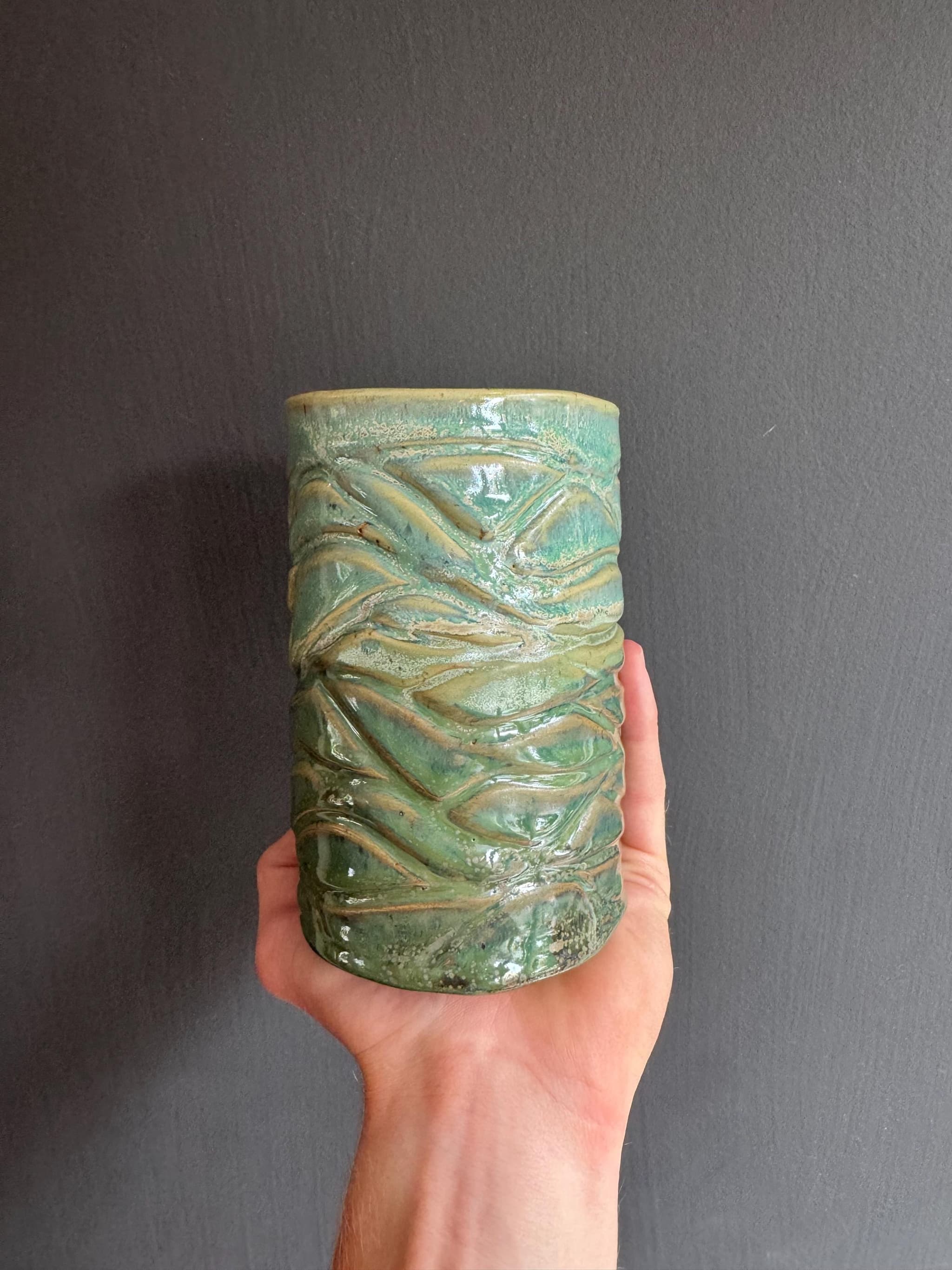 Sea Grass Matcha Cup, Coastal Ceramic Tumbler, Handmade Coffee Mug