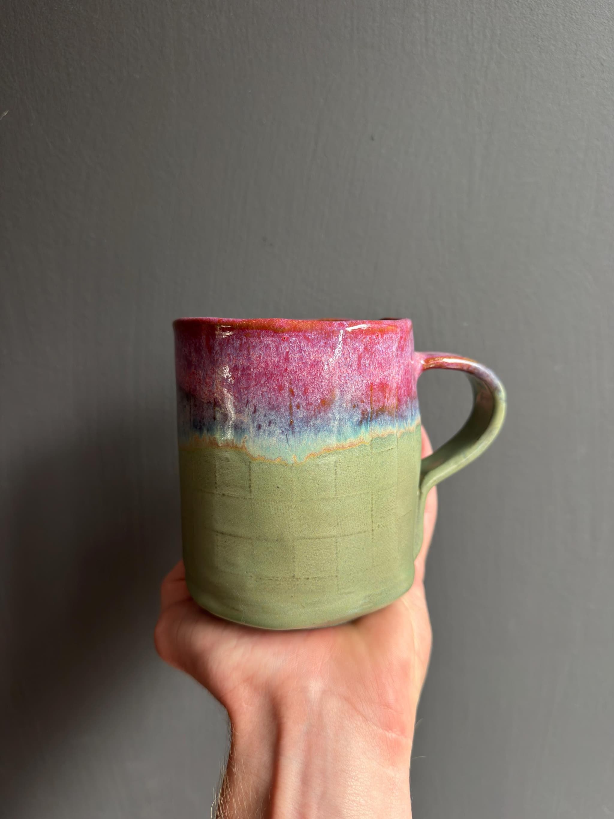 Wildflower Sunset Coffee Mug, Meadow Ceramic Cup, Handmade Dutch Pottery